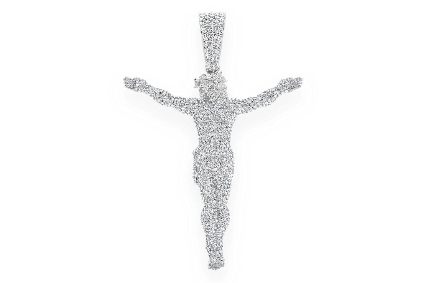JESUS CRUCIFIX DIAMOND PENDANT 14K SOLID GOLD 3.30CTW