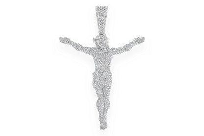 JESUS CRUCIFIX DIAMOND PENDANT 14K SOLID GOLD 3.30CTW