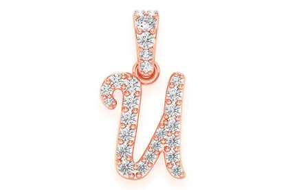 PANDANT CU DIAMANT CU LITERE CURSIVE, AUR MASIV DE 14K, 0.10CTW
