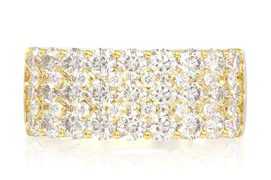 Inel cu 5 rânduri de diamante, aur masiv de 14k, 2,25 ct