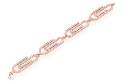 PAPER CLIP ETERNITY DIAMOND BRACELET 14K SOLID GOLD 1.85CTW