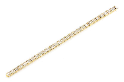 BAGUETTE & ROUND LINK DIAMOND BRACELET 14K SOLID GOLD 9.25CTW