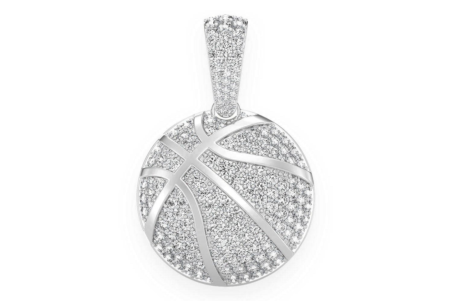 BASKETBALL DIAMOND PENDANT 14K SOLID GOLD 2.00CTW