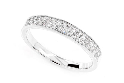 TWO ROW BORDER DIAMOND BAND RING 14K SOLID GOLD 0.33CTW