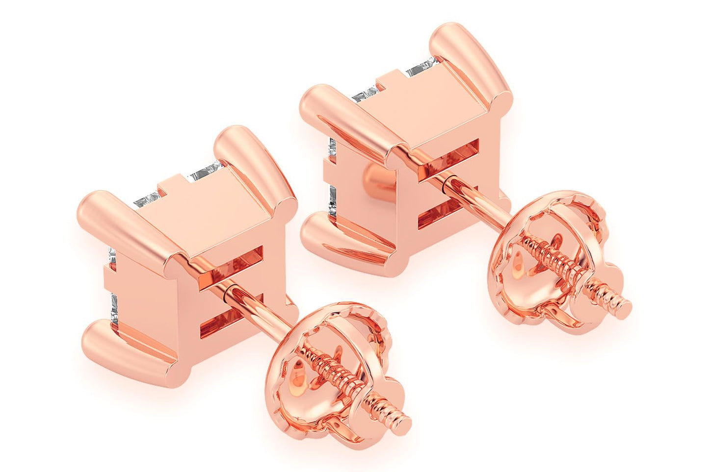 CERCEI CU DIAMANTE QUAD 0.50CTW DIN AUR MASIV DE 14K