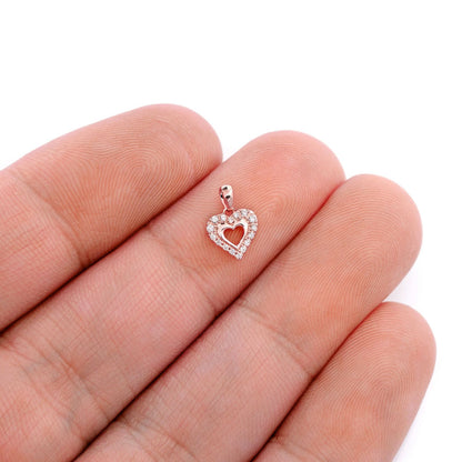 OPEN HEART HALO DIAMOND PENDANT 14K SOLID GOLD 0.40CTW