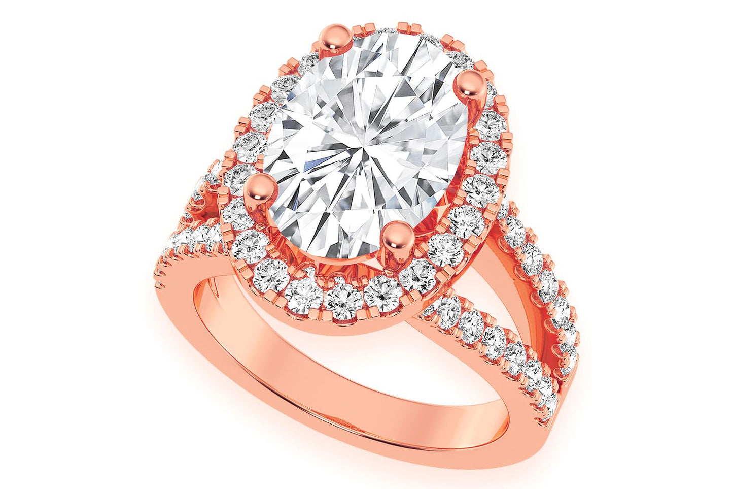 3.00CT OVAL SOLITAIRE - TWO ROW SPLIT - DIAMOND ENGAGEMENT RING