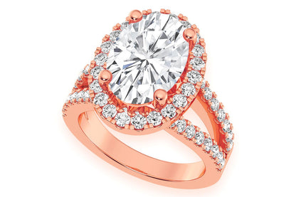3.00CT OVAL SOLITAIRE - TWO ROW SPLIT - DIAMOND ENGAGEMENT RING