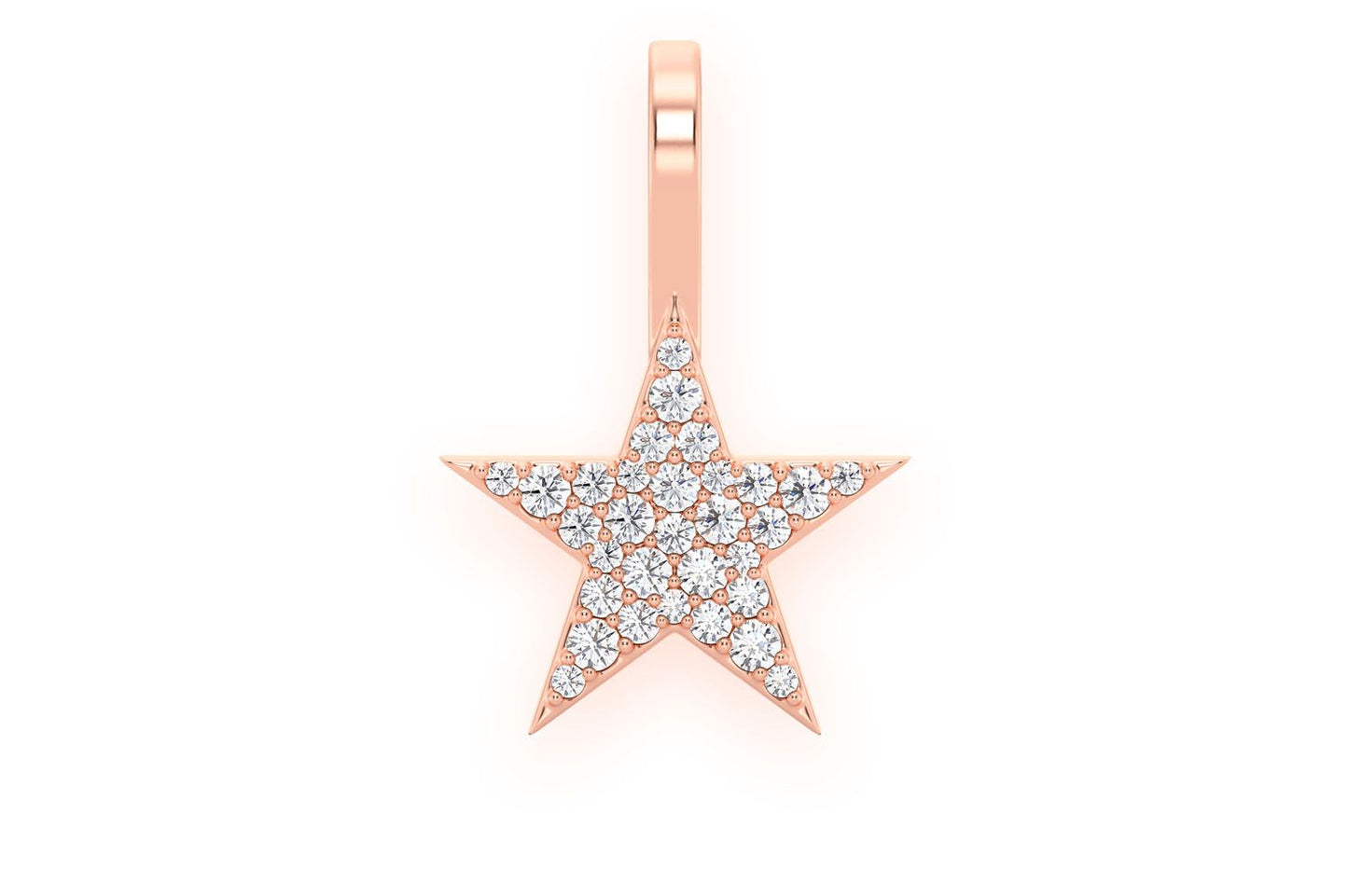 FIVE POINT STAR DIAMOND PENDANT 14K SOLID GOLD .20CTW