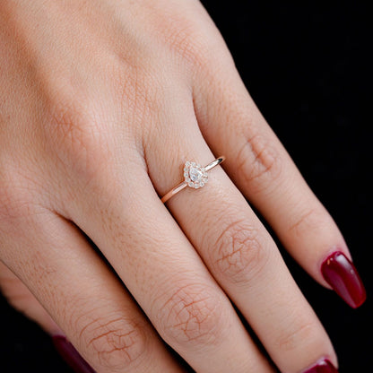 0.25CTW PEAR HALO SCALLOP - DIAMOND ENGAGEMENT RING