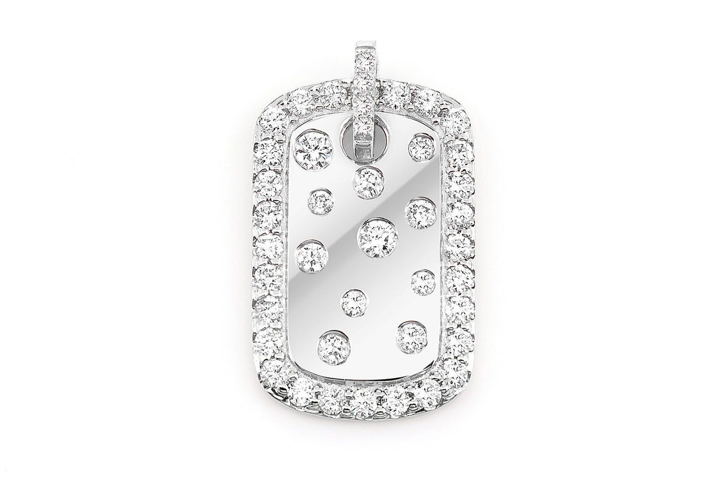 Pandantiv cu etichetă de câine, aur masiv de 14K, 0.50 ct, model țigănesc, cu diamante împrăștiate.