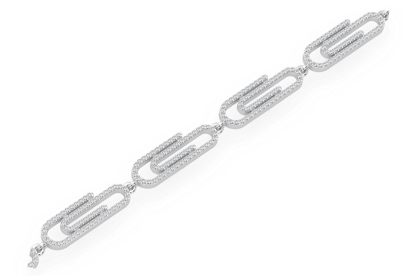 PAPER CLIP ETERNITY DIAMOND BRACELET 14K SOLID GOLD 1.85CTW