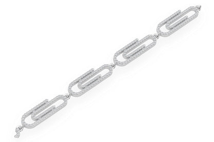 PAPER CLIP ETERNITY DIAMOND BRACELET 14K SOLID GOLD 1.85CTW