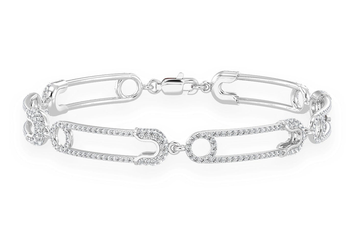 PAPERCLIP CONTOUR DIAMOND BRACELET 14K SOLID GOLD 2.75CTW