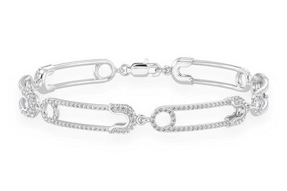 PAPERCLIP CONTOUR DIAMOND BRACELET 14K SOLID GOLD 2.75CTW