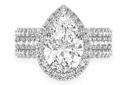3.00CT PEAR SOLITAIRE - THREE ROW - DIAMOND ENGAGEMENT RING
