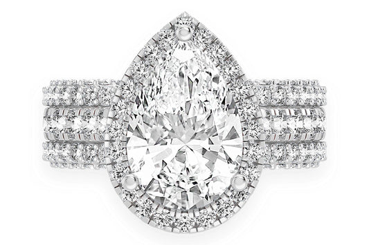 3.00CT PEAR SOLITAIRE - THREE ROW - DIAMOND ENGAGEMENT RING