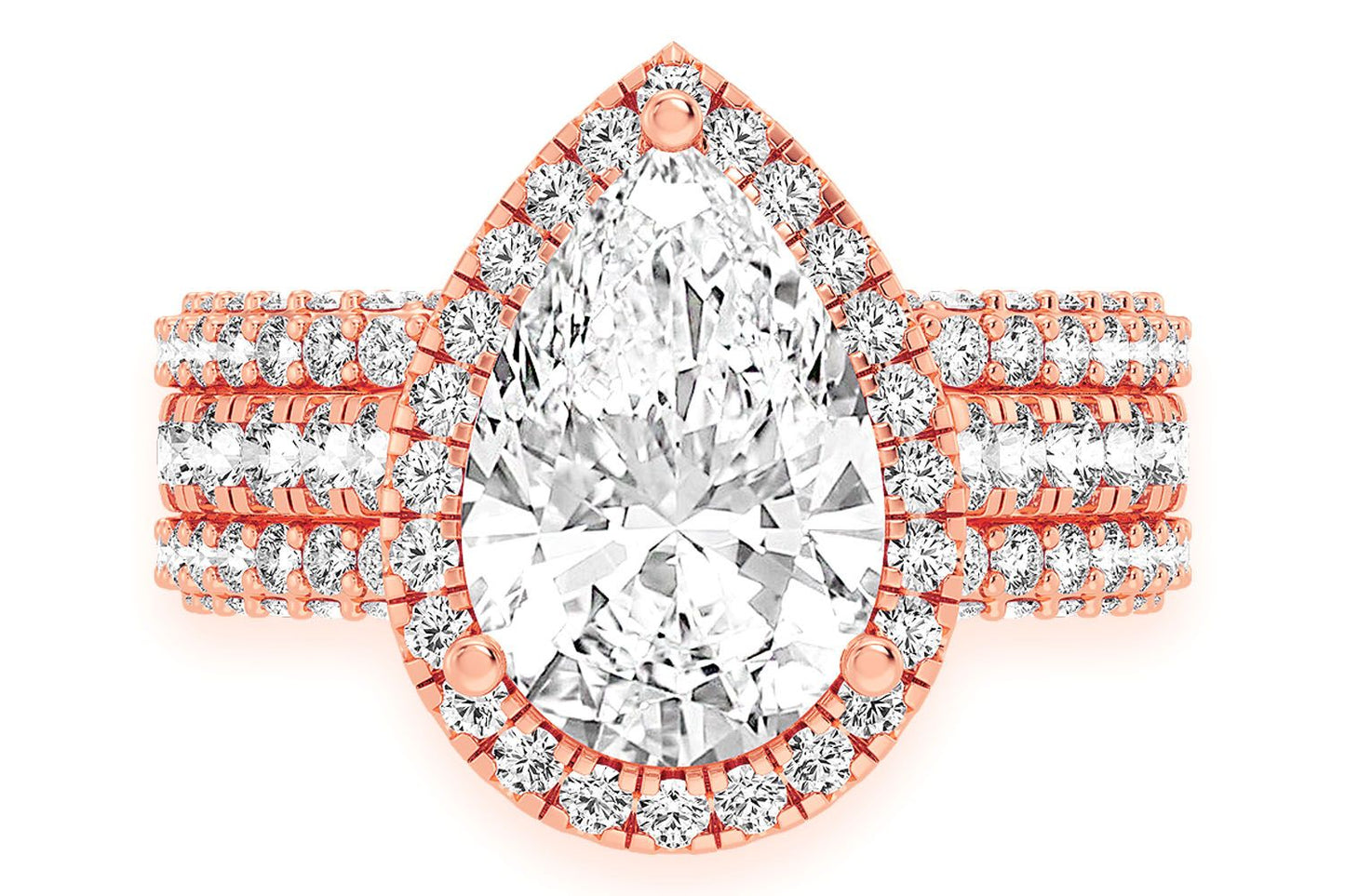 3.00CT PEAR SOLITAIRE - THREE ROW - DIAMOND ENGAGEMENT RING