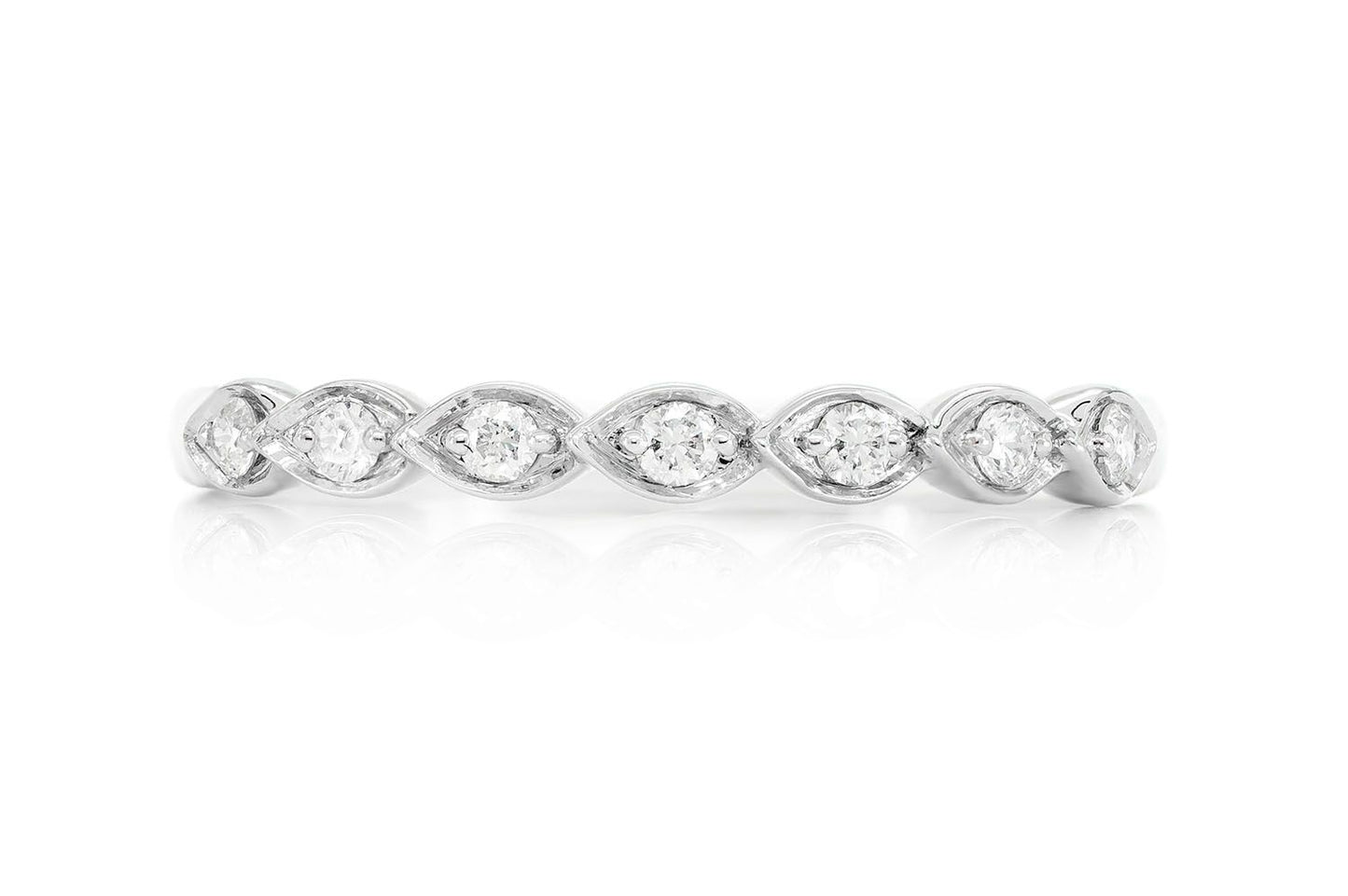MARQUISE SINGLE ROW DIAMOND RING 14K SOLID GOLD 0.10CTW