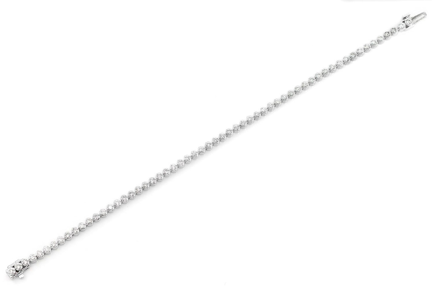 BEZEL SET DIAMOND TENNIS BRACELET 14K SOLID GOLD 2.00CTW