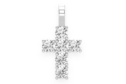 Pandantiv Solitaire cu 6 pietre și diamante, aur masiv de 14k, 1.25 ct