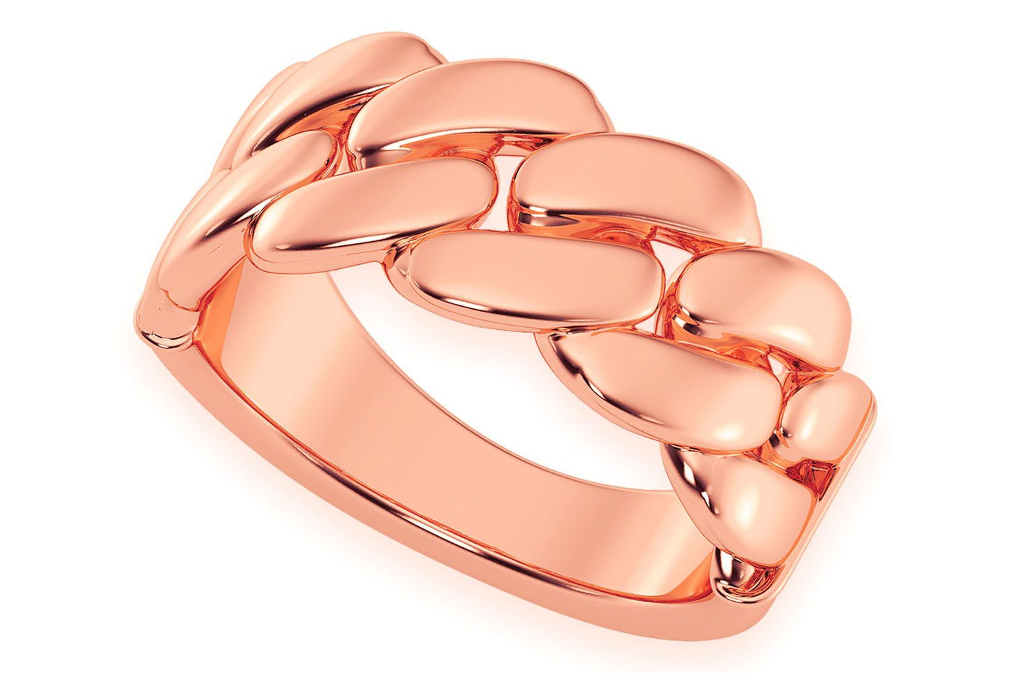 WIDE MIAMI CUBAN BAND RING 14K SOLID GOLD