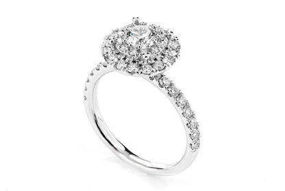 1.50CTW - ROUND DOUBLE HALO - DIAMOND ENGAGEMENT RING