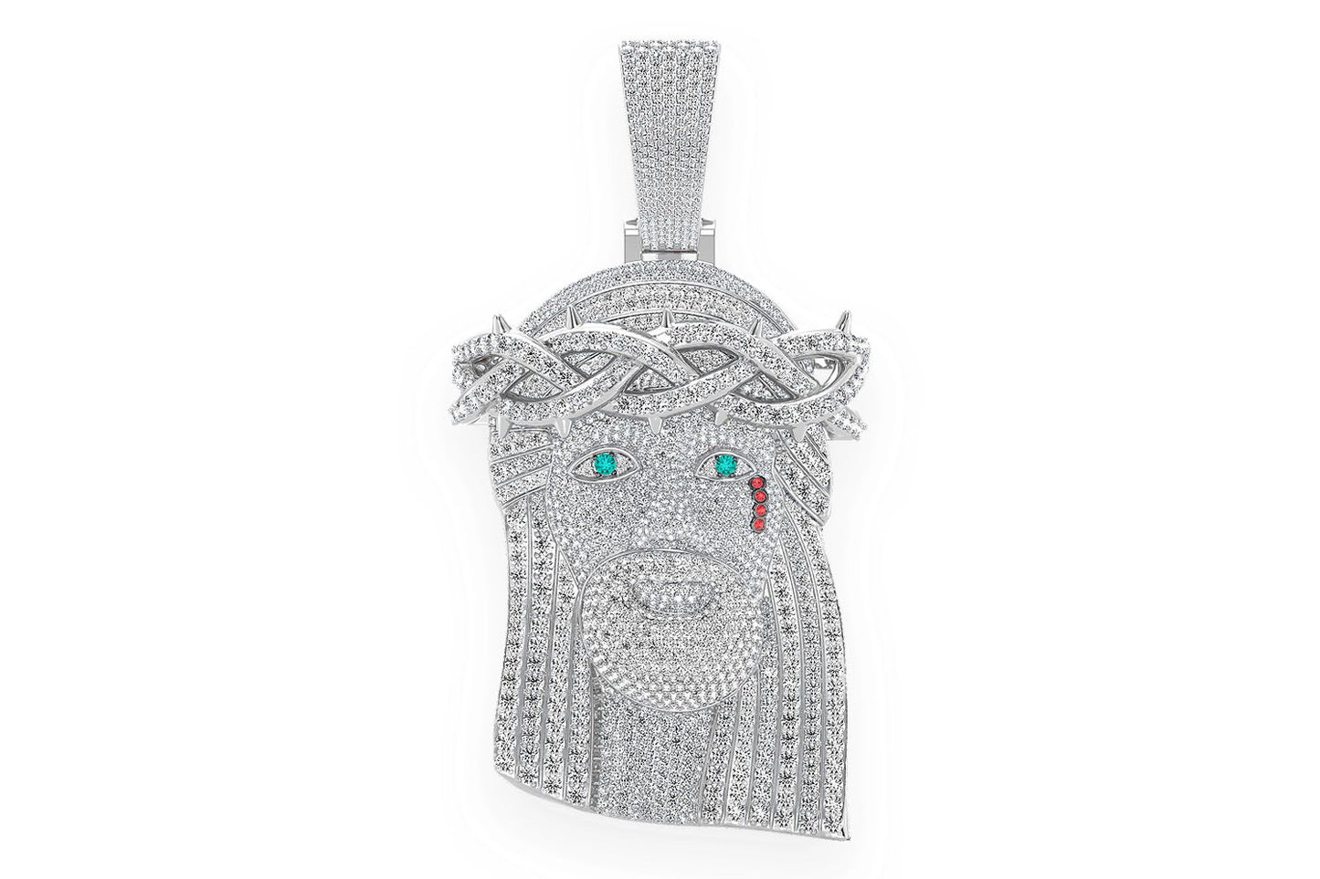 JESUS DIAMOND PENDANT 14K SOLID GOLD 35.65CTW