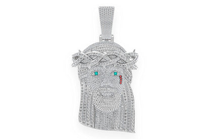 JESUS DIAMOND PENDANT 14K SOLID GOLD 35.65CTW