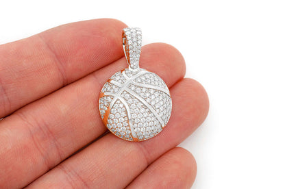 BASKETBALL DIAMOND PENDANT 14K SOLID GOLD 2.00CTW