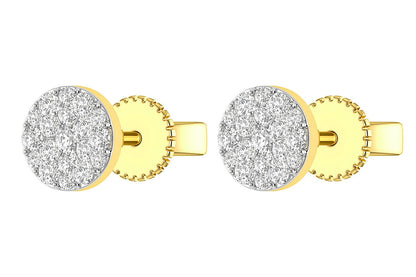 DIAMOND DISC CLUSTER STUD EARRINGS 14K SOLID GOLD 0.40CTW