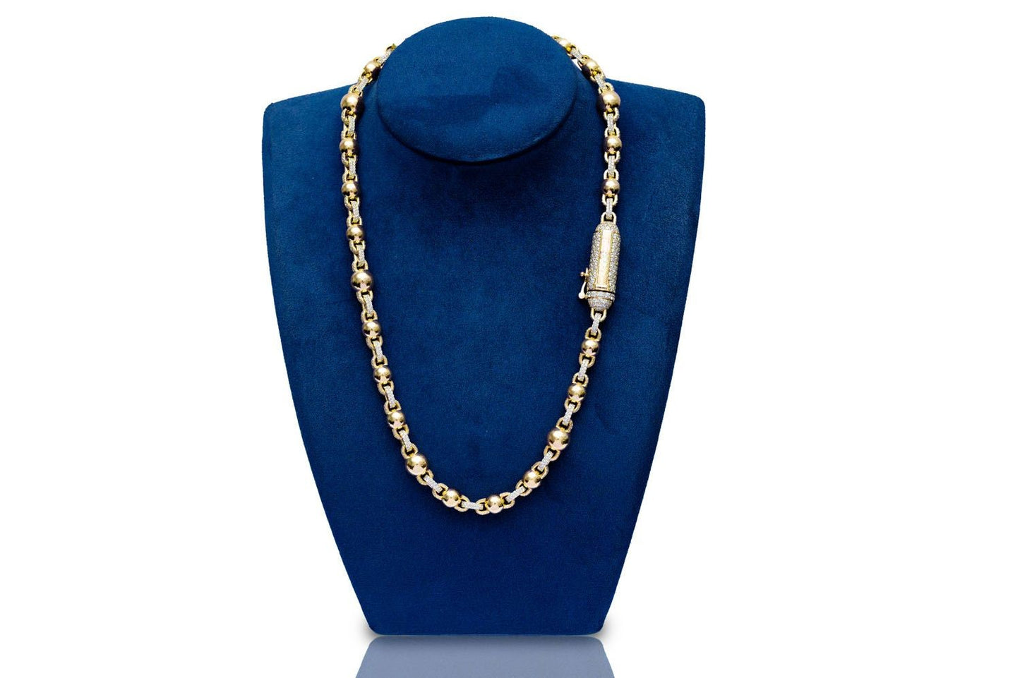 ROLO BEADED DIAMOND NECKLACE 14K SOLID GOLD 30.00CTW