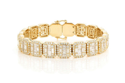 BAGUETTE RAISED RECTANGULAR LINK BRACELET 14K   19.00CTW