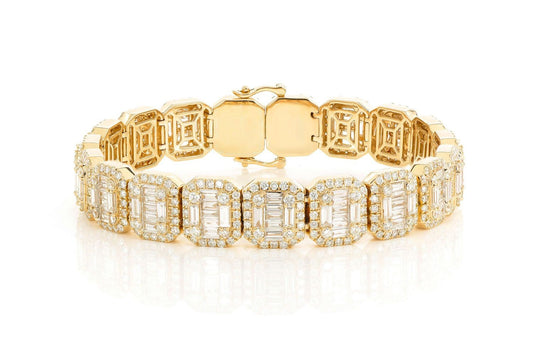BAGUETTE RAISED RECTANGULAR LINK BRACELET 14K   19.00CTW