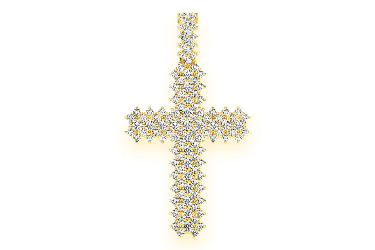 JAGGED CROSS DIAMOND PENDANT 14K SOLID GOLD 1.75CTW