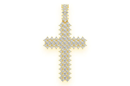 JAGGED CROSS DIAMOND PENDANT 14K SOLID GOLD 1.75CTW