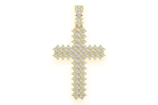 JAGGED CROSS DIAMOND PENDANT 14K SOLID GOLD 1.75CTW