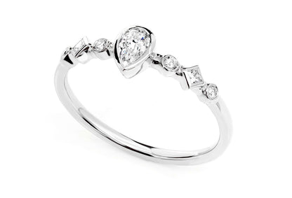0.30CTW DIAMOND PEAR BEZEL GEOMETRIC SHANK ENGAGEMENT RING