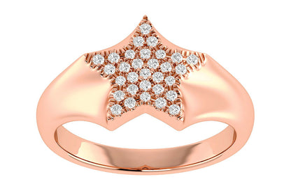STAR DIAMOND RING 14K SOLID GOLD 0.12CTW