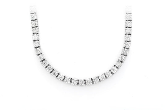 17PT PRONG SET DIAMOND TENNIS NECKLACE 14K SOLID GOLD 24.00CTW