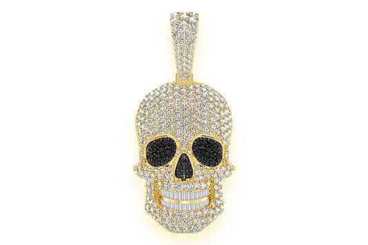 PANDANT BAGHETĂ CU DINȚI ȘI CRANIU, DIAMANT, AUR MASIV DE 14K, 5.15 CT