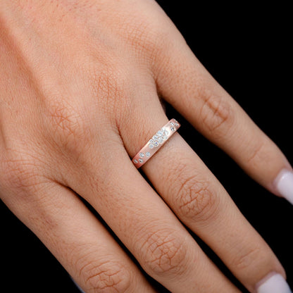 GYPSY SET DIAMOND CLUSTER BAND RING 14K SOLID GOLD 0.33CTW
