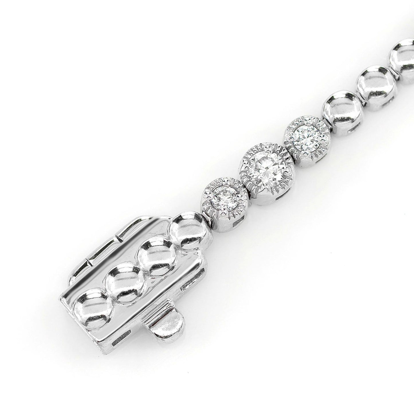 BRĂȚARĂ CU TRIO DE DIAMANTE MILGRAIN CU MĂRGELE, AUR MASIV DE 14K, 0.60CT