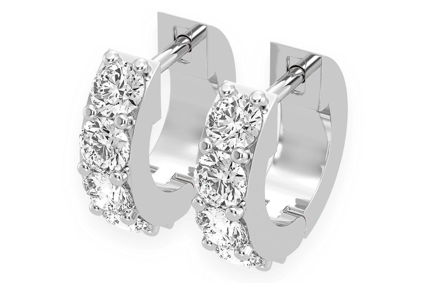 DIAMOND HUGGIE HOOPS SOLID GOLD 14K .50CTW