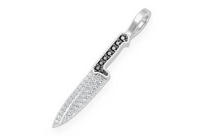 CHEF'S KNIFE DIAMOND PENDANT 14K SOLID GOLD .25CTW