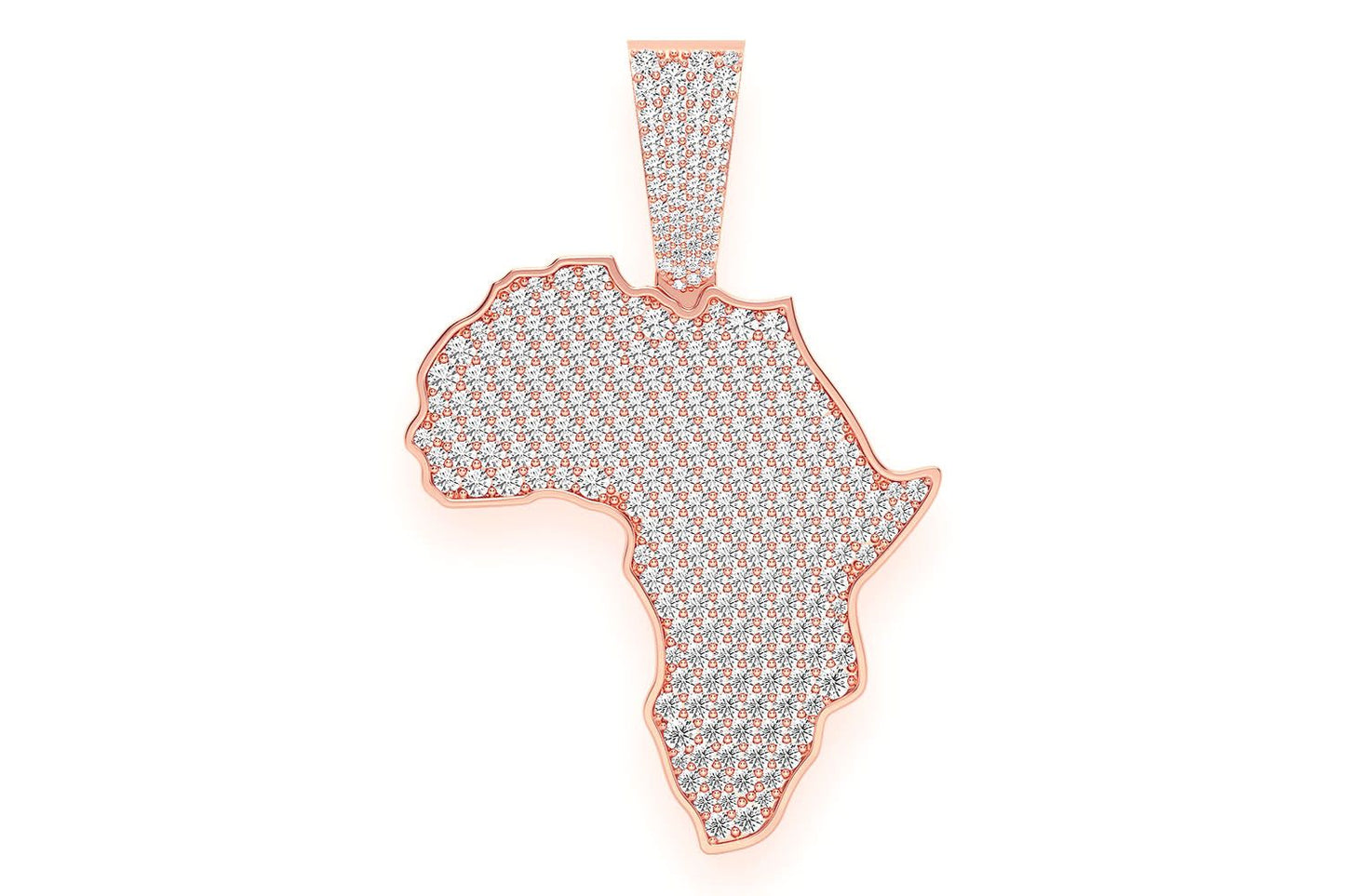 AFRICA DIAMOND PENDANT 14K SOLID GOLD 3.75CTW