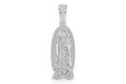 VIRGIN DE GUADALUPE DIAMOND PENDANT 14K SOLID GOLD 0.65CTW