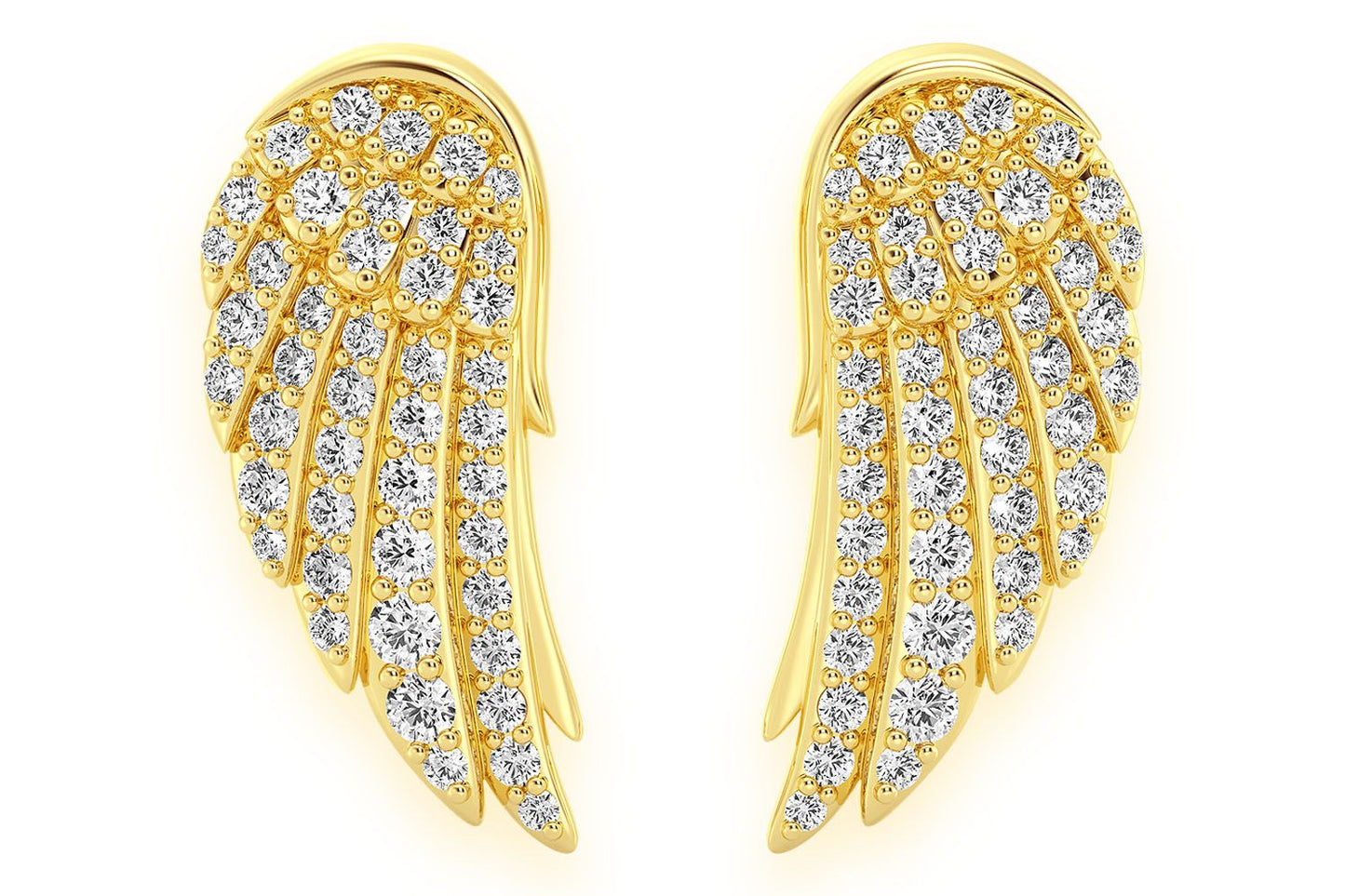 ANGEL WING STUD DIAMOND EARRINGS 14K SOLID GOLD 0.50CTW
