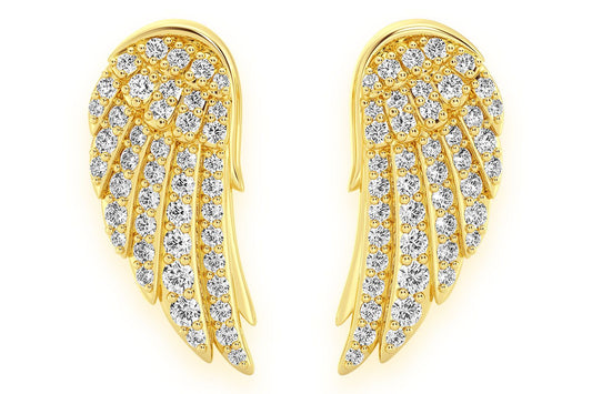 ANGEL WING STUD DIAMOND EARRINGS 14K SOLID GOLD 0.50CTW