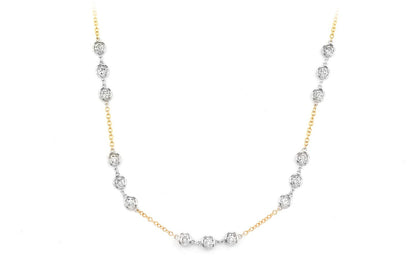 TRIO BEZEL SET DIAMOND NECKLACE CONNECTED 14K SOLID GOLD 3.65CTW